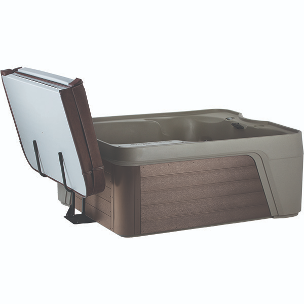 The Mini Sport plug and play hot tub with a cover lifter